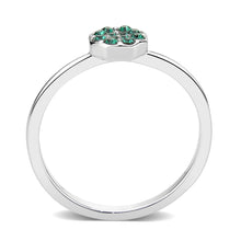 Load image into Gallery viewer, LO4765 - Rhodium Brass Ring with Top Grade Crystal in Emerald