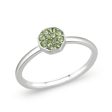 Load image into Gallery viewer, LO4767 - Rhodium Brass Ring with Top Grade Crystal in Peridot