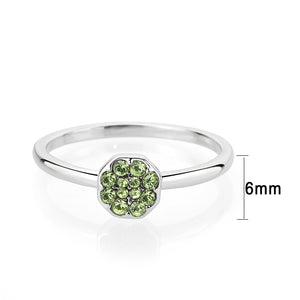 LO4767 - Rhodium Brass Ring with Top Grade Crystal in Peridot