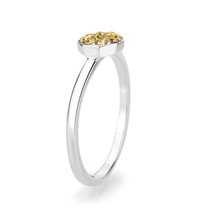 LO4770 - Rhodium Brass Ring with Top Grade Crystal in Topaz