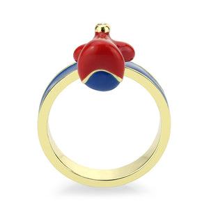 LO4773 - Gold Brass Ring with Epoxy in Blue Series