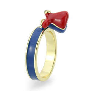 LO4773 - Gold Brass Ring with Epoxy in Blue Series