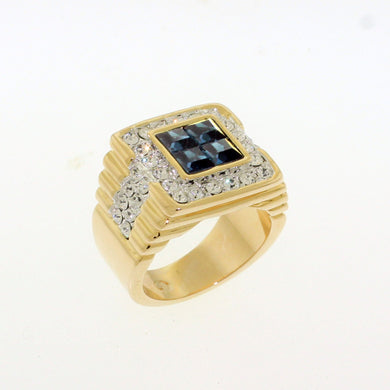 LO5M252 - Ion Gold Plating Brass Ring with Synthetic Glass  in Montana