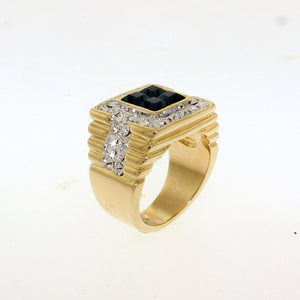 LO5M252 - Ion Gold Plating Brass Ring with Synthetic Glass  in Montana