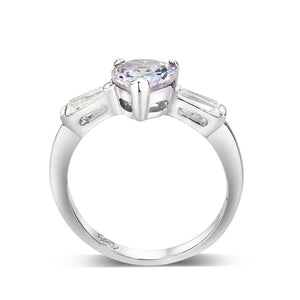 LO5S203- Sterling Silver Ring with CZ In light Amethyst  High Polished( NO Plating)