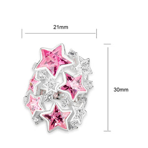 LO5S207- Sterling Silver Ring with CZ IN Pink  High Polished( NO Plating)