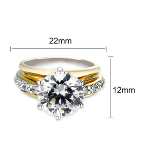 LO5S209- Sterling Silver Ring with CZ In Clear 2-Tone