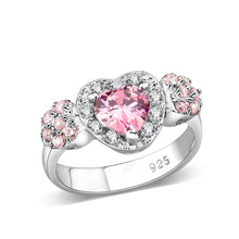 Load image into Gallery viewer, LO5S210- Sterling Silver Ring with CZ In Pink High Polished( NO Plating)
