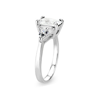 LO5S213- Sterling Silver Ring with CZ In Clear High Polished( NO Plating)