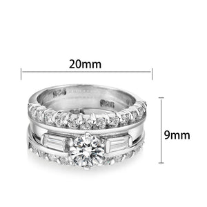 LO5S216- Sterling Silver Ring with CZ In Clear High Polished( NO Plating)