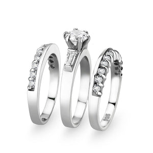 LO5S216- Sterling Silver Ring with CZ In Clear High Polished( NO Plating)