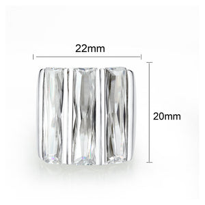 LO5S219- Sterling Silver Ring with CZ In Clear High Polished( NO Plating)