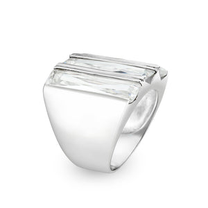 LO5S219- Sterling Silver Ring with CZ In Clear High Polished( NO Plating)