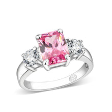 Load image into Gallery viewer, LO5S222- Sterling Silver Ring with CZ In Pink High Polished( NO Plating)
