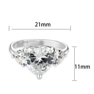 LO5S224- Sterling Silver Ring with CZ In Clear High Polished( NO Plating)