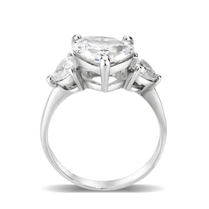 LO5S224- Sterling Silver Ring with CZ In Clear High Polished( NO Plating)