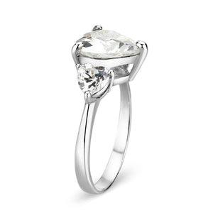 LO5S224- Sterling Silver Ring with CZ In Clear High Polished( NO Plating)