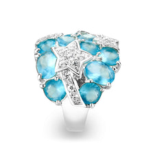 Load image into Gallery viewer, LO5S225- Sterling Silver Ring with Synthetic Glass  In Aquamarine High Polished( NO Plating)