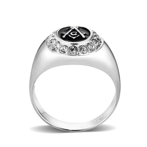LO5S226- Sterling Silver Ring with  Epoxy  In Black High Polished( NO Plating)