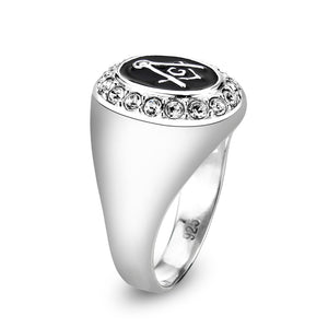 LO5S226- Sterling Silver Ring with  Epoxy  In Black High Polished( NO Plating)