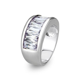 LO5W103- Rhodium Plated Brass Ring with CZ In Pink