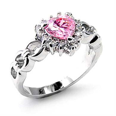 LO6X541- Rhodium  Plated Brass Ring with AAA Grade CZ  in Ruby