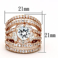 Load image into Gallery viewer, LOA879 - Rose Gold Brass Ring with AAA Grade CZ  in Clear