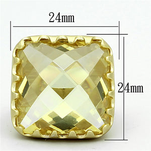 LOA888 - Matte Gold Brass Ring with AAA Grade CZ  in Citrine Yellow