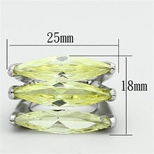 Load image into Gallery viewer, LOA916 - Rhodium Brass Ring with AAA Grade CZ  in Apple Green color