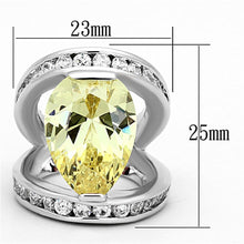 Load image into Gallery viewer, LOA925 - Rhodium Brass Ring with AAA Grade CZ  in Citrine Yellow