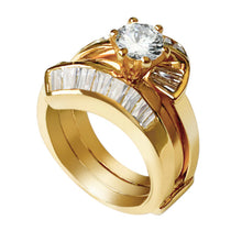 Load image into Gallery viewer, LOAS1373 - Sterling Silver 925 ring set with gold plating in AAA grade CZ ships in one day