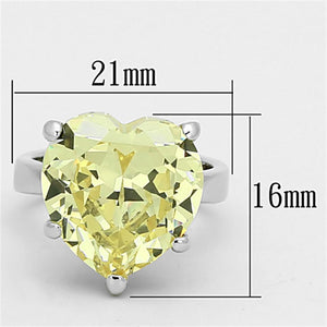 LOAS947 - Rhodium 925 Sterling Silver Ring with AAA Grade CZ  in Citrine Yellow