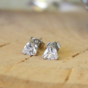 LOS048 - Rhodium 925 Sterling Silver Earrings with AAA Grade CZ  in Clear