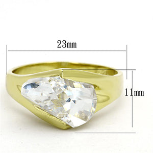 LOS651 - Gold 925 Sterling Silver Ring with AAA Grade CZ  in Clear