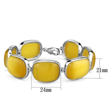 Load image into Gallery viewer, LOS763 - Rhodium 925 Sterling Silver Bracelet with Synthetic Cat Eye in Topaz