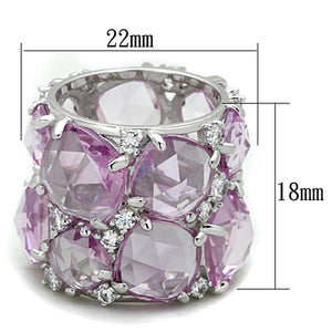 LOS768 - Rhodium 925 Sterling Silver Ring with Synthetic Corundum in Light Rose