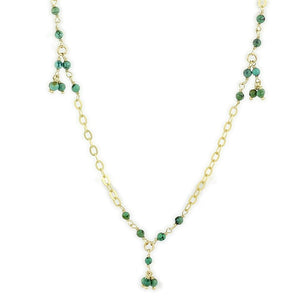 LOS794 - Matte Gold 925 Sterling Silver Necklace with Semi-Precious Turquoise in Emerald