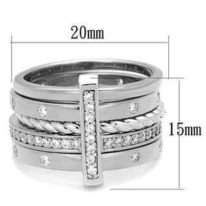 LOS814 - Rhodium 925 Sterling Silver Ring with AAA Grade CZ  in Clear