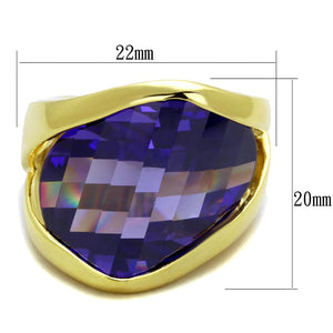 LOS821 - Gold 925 Sterling Silver Ring with AAA Grade CZ  in Tanzanite