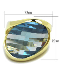 Load image into Gallery viewer, LOS826 - Gold 925 Sterling Silver Ring with Synthetic Synthetic Glass in Sea Blue