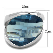 Load image into Gallery viewer, LOS831 - Rhodium 925 Sterling Silver Ring with Synthetic Synthetic Glass in Sea Blue