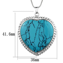 Load image into Gallery viewer, LOS861 - Silver 925 Sterling Silver Necklace with Synthetic Turquoise in Sea Blue