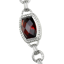 Load image into Gallery viewer, LOS877 - Rhodium 925 Sterling Silver Necklace with AAA Grade CZ  in Garnet