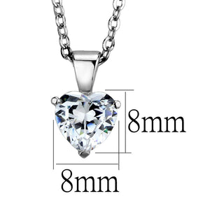 LOS888 - Rhodium 925 Sterling Silver Chain Pendant with AAA Grade CZ  in Clear