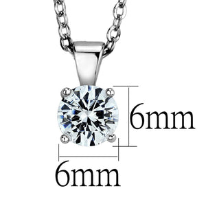 LOS890 - Rhodium 925 Sterling Silver Chain Pendant with AAA Grade CZ  in Clear