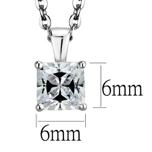 LOS893 - Rhodium 925 Sterling Silver Chain Pendant with AAA Grade CZ  in Clear