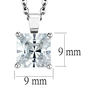 LOS895 - Rhodium 925 Sterling Silver Chain Pendant with AAA Grade CZ  in Clear