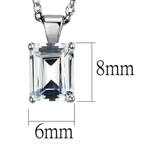 LOS897 - Rhodium 925 Sterling Silver Chain Pendant with AAA Grade CZ  in Clear