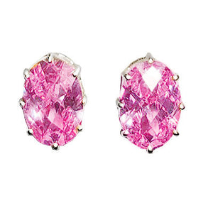 LOAS1369 - Sterling Silver Earrings with AAA Grade CZ in Pink