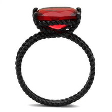 Load image into Gallery viewer, TK030J - IP Black(Ion Plating) Stainless Steel Ring with Synthetic Synthetic Glass in Siam